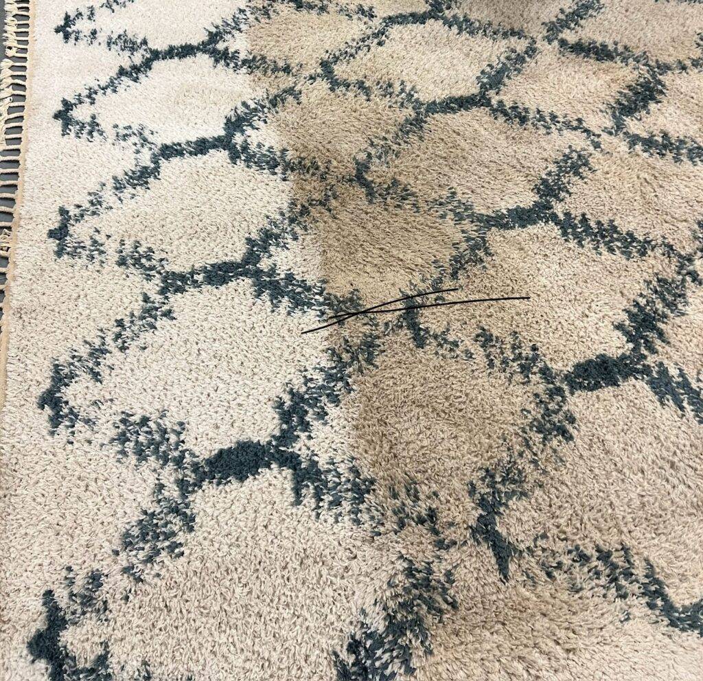 A before and after image of a carpet cleaning done by Amazing Results, who serves Burlington, Oakville, and surrounding areas.